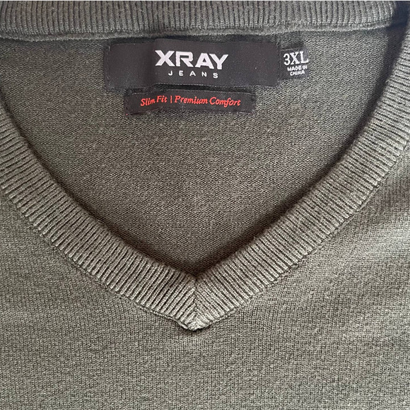 XRAY Jeans Forest Green V Neck Sweater Slim Fit Size 3XL - Picture 6 of 7